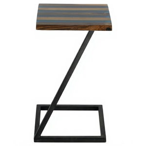 Handmade <b>Wooden</b> Epoxy Resin <b>Square</b> Side <b>Table</b> Metal Leg Lamp <b>Table</b> Vase Stand End <b>Table</b> Small Space <b>Coffee</b> Furniture - Product Image 1