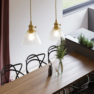 Lámpara de Araña de Latón y Vidrio de Estilo Nórdico, Moderna, Minimalista, Japonesa, Retro, Creativa, para Comedor, Bar, Iluminación Colgante - Product Image 1