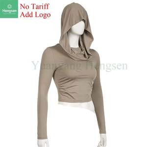 Llogo Otoño Camiseta con capucha Retro Slim Fit Top con capucha Camiseta de manga larga con capucha de Duna para mujer - Product Image 1