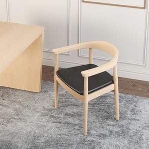 Venta al por mayor personalizable Estilo nórdico jardín restaurante <span class=keywords><strong>Kennedy</strong></span> reposabrazos silla cafetería tienda de madera maciza Presidente sillas de comedor - Product Image 3