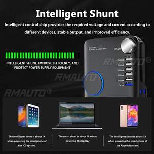 200W Car Power Inverter DC 12V/24V to AC220V <b>Voltage</b> <b>Converter</b> USB QC3.0 Quick Charger Auto Volt Invertor 5Port USB Car Charger - Product Image 3