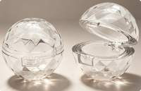 Contenant de Rouge à Lèvres Sphérique Entièrement Transparent en Cristal Haut de Gamme, Pot à Gloss ou Masque Lèvres en ABS avec Couvercle à Vis UV / Maille de Soie