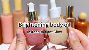 MLM customizable Floral Scent Shimmer Body Oil 30ml Square Glass Bottle Waterproof Brightening Glow Liquid Highlighter body oil - Product Image 3