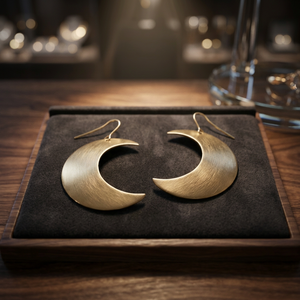 Boucles d'oreilles pendantes créoles lune en laiton plaqué or faites à la main, style bohème ethnique vintage tendance, idéales pour un cadeau - Product Image 3