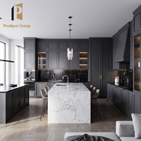 Ensemble de meubles de cuisine modernes gris mat en mélamine pour projet de maisonnette avec évier – Solution de rangement complète pour appartement
