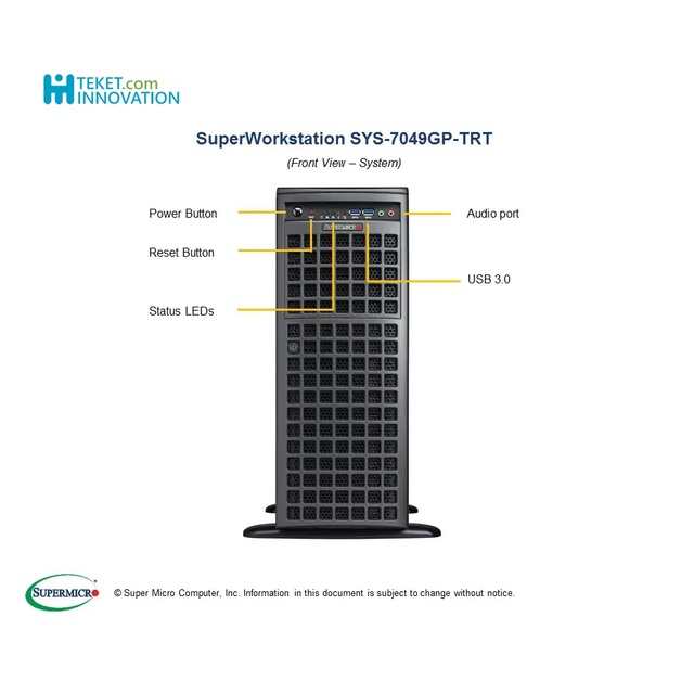 Supermicro GPU SuperWorkstation 7049GP-TRT 7048GR-TR Dual LGA 3647 DDR4 4PCI-E 3.0x16 2x10GBase-T LAN 8Hot-swap 3.5" Drive Bays