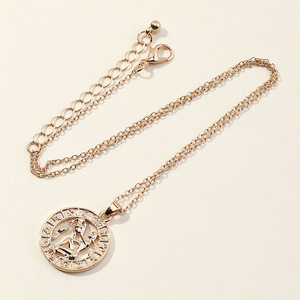 Horóscopo de oro redondo de 12 Constelaciones, collar, joyería, signo del zodiaco, colgante, collar, venta al por mayor - Product Image 4