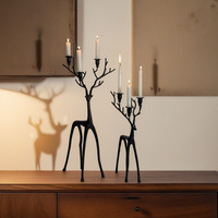 S237 support en métal martelé bougeoirs de pilier de fer bougeoir de cerf de noël pour la décoration de la maison de noël