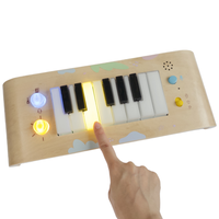 Clavier électronique en bois courbé pour enfants, piano en bois pour l'éveil musical avec lumière de guidage, fonction d'enregistrement et de lecture