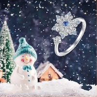 RFJEWEL 2026 Nouvelle Bague Tournante Réglable Étoile de David Bleue en Laiton Pur Plaqué Argent, Bague Ouverte, Bijou Tendance pour Femme