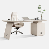 Bureau de style français en marbre blanc crème, bureau moderne pour la maison, bureau d'étude au design unique, bureau d'ordinateur Minis MN-CPT3, luxe léger