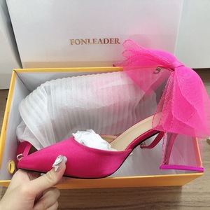 รองเท้าส้นเข็มหัวแหลมสุดหรู ขายดี ใส่สบาย เหมาะสำหรับเจ้าสาวในงานแต่งงาน ประดับโบว์ สำหรับสุภาพสตรี - Product Image 6