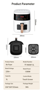 Freidora de Aire Digital Moderna con Pantalla a Color, Control de Temperatura, Capacidad de 5L, Uso Doméstico, Forma Redonda - Product Image 6