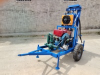 Machine de forage de puits d'eau remorquable à moteur diesel de 150 m avec moteur de 22 CV et pompe de 3,5 kW