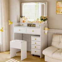 Meubles de chambre à coucher modernes populaires Table de maquillage Coiffeuse Commode à panneaux de particules avec miroir