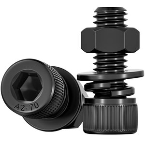 Black 304 Stainless Steel Internal Hex Socket Cap <b>Screw</b> <b>Set</b> Din912 Metric Fine Thread Grade 8.8 For Fastener Connection - Product Image 1