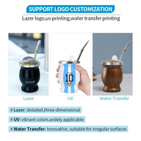 Tasse de voyage Yerba Mate à grain de bois de 8oz en gros Gourde argentine à double paroi en acier inoxydable 18/8 Nouveau design Cadeau pour verres
