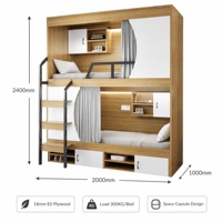 Ensemble de mobilier pour hôtel et appartement, Lit superposé d'hôtel, Lit de capsule spatiale double, Lit d'hôtel, Mobilier pour dortoir et appartement LOFT, Usine de mobilier
