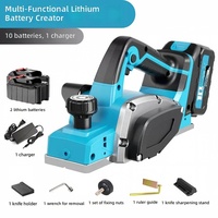 Raboteuse à bois au lithium-ion avec profondeur de rabotage réglable de 0 à 1 mm, idéale pour le travail du bois, le polissage de panneaux DIY et la rénovation de la maison