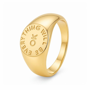 Gemnel 925 Sterling Silver <strong>Everything</strong> Will Be <strong>Ok</strong> Pinky Retro Minimalist Signet Ring Chunky Large Style Finger Band for Men - Product Image 2