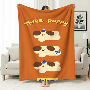 Couverture en flanelle à motif de chiens de dessin animé mignons, couverture de sieste super douce, lavable en machine pour lit, canapé, fauteuil, impression personnalisée OEM ODM - Product Image 3