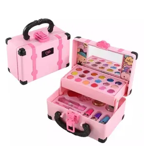 Children Suitcase Beauty Washable Real Cosmetics Nail Art Lipstick Suitcase Pretend Play Toy Makeup Girls Sets For Kids