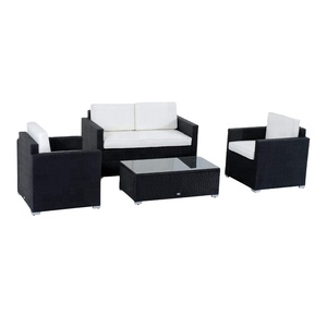 Bộ Sofa Mây Liễu Gai Màu Đen Nội Thất Sân Vườn Ngoài Trời 4 Chiếc - Product Image 1