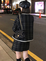 Ensemble Deux Pièces Style Européen Femme Automne Hiver : Veste Courte en Laine Bouclée et Mini Jupe Moulante
