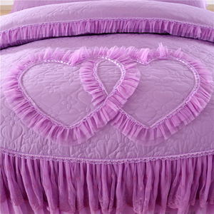 Hot Sale European Style Cotton Lace Edge 4 Pieces <strong>Purple</strong> <strong>Bedding</strong> <strong>Set</strong> Textiles Bedroom Bed Skirt <strong>Bedding</strong> <strong>Set</strong> - Product Image 5