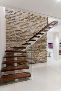 <span class=keywords><strong>Escaleras</strong></span> Rectas de Alta Calidad con Barandilla de Vidrio Templado de Seguridad, Escalones de Madera, Diseño de Escalera Recta Personalizable - Product Image 3