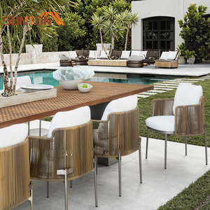 Ristorante moderno mobili da esterno set da pranzo in corda di rattan di vimini da 8 pezzi patio tavoli e <span class=keywords><strong>sedie</strong></span> da esterno <span class=keywords><strong>tavolo</strong></span> e sedia da <span class=keywords><strong>giardino</strong></span> - Product Image 3