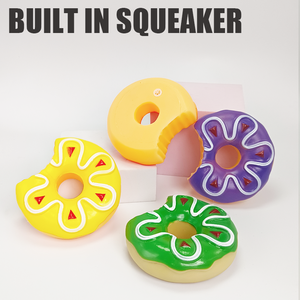 Оптовая продажа от производителя: Милая игрушка-жевалка для собак в форме пончика, интерактивная пищащая игрушка для собак, доступна в различных цветах - Product Image 3