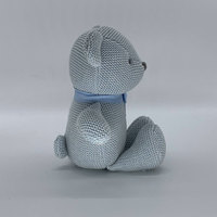 Ours en peluche bleu joyeux anniversaire, adorable ours en coton tricoté, magnifique astronaute aviateur, prix de carnaval, animaux en peluche, ange en coton PP