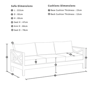Navy Stripe <b>Cushion</b> <b>Outdoor</b> Set with X Cross Brace Design, White Coastal Lounge Furniture Coffee Table for <b>Garden</b> Yc-bg-m-a3924 - Product Image 6