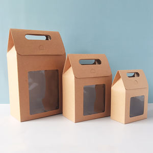 กล่องของขวัญกระดาษคราฟท์หน้าต่างพับได้กล่องใส่ช็อคโกแลตลูกกวาดคริสต์มาสแบบพกพาพร้อมที่จับ - Product Image 2