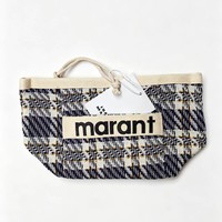 Grand sac fourre-tout zippé en tricot jacquard pied-de-poule Marant, nouvelle collection automne/hiver 2026, grande capacité, pour femme, avec porte-monnaie