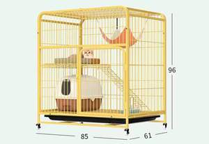 Супербольшая железная клетка-вилла для кошек с интегрированным туалетом и круглым пластиковым лотком для использования в помещении/на улице - Product Image 5