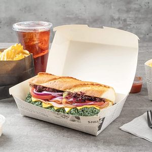 Phân hủy sinh học để đi container thực phẩm dùng một lần vỏ sò bao bì tùy chỉnh in ấn Burger hộp giấy - Product Image 5