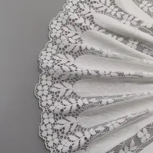 Chantilly 21cm kain renda Prancis renda perbatasan emas guipure kain renda 3d bunga putih lengkungan bunga untuk set lingerie