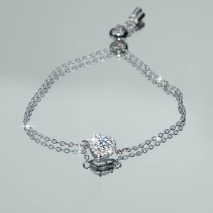 Đồ Trang Sức Mỹ S925 Sterling Silver Vvs D Màu 1CT Hình Trái Tim Moissanite Tennis Chuỗi Phụ Nữ Vòng Đeo Tay - Product Image 4