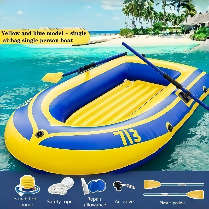 Kayak doble amarillo 713 [190x100] con set inflable de soporte para pies.