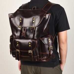 Men's Genuine Leather <b>Backpack</b> Reddish <b>Brown</b> 15 Inch Laptop Capacity Outdoor Travel Casual Style - Product Image 2