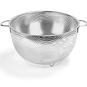 Passoire en acier inoxydable à mailles fines avec deux poignées en boucle pour laver les fruits et légumes - Product Image 3