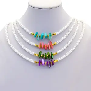Collier de pierres naturelles colorées fait à la main collier de chaîne de perles collier de perles de cristal perles de pierres précieuses