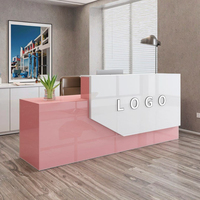 Ensemble de comptoirs de réception modernes en mélamine de bois, faits à la main, extensibles, pour bureau, salon de beauté, villa, avec bordure complète