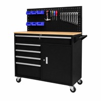 Armoire à outils roulante en acier avec 9 tiroirs, dessus en bois robuste, verrouillable, pour garage, atelier, mécanicien, OEM/ODM/OBM