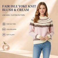Pull décontracté d'hiver et d'automne à col rond et manches longues en tricot Fair Isle respirant et infroissable