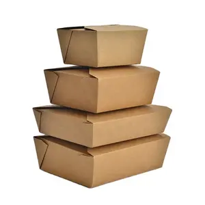 Disposable fast food packaging custom brand printed paper lunch take-out box