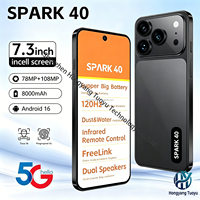 Nuevo Spark40 2026, 22G+1TB, Pantalla HD de 7.3 Pulgadas y 144Hz, Android 16, Cámara Trasera de 108MP, Smartphone Celular LTE, Carga Rápida de 65W