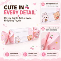 Boîte pliante en plastique transparent PET rectangulaire en forme de bonbon, avec logo personnalisé estampé or, imprimé UV, en matériaux recyclés, pour baby shower